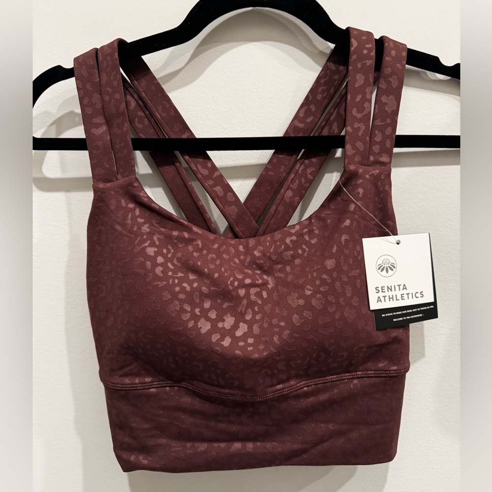 Senita Athletics Cheetah Leopard Brown Sport Bra Medium